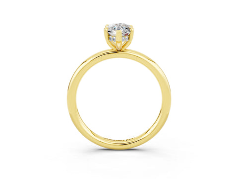 Yellow gold Marquise Cut Moissanite Solitaire Ring with Thin Band and Four-Prong Setting_15