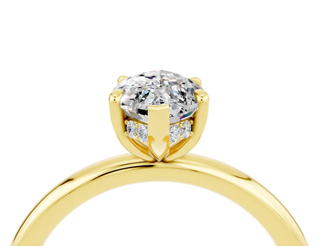 Yellow gold Marquise Cut Moissanite Solitaire Ring with Thin Band and Four-Prong Setting_16