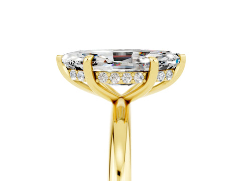 Yellow gold Marquise Cut Moissanite Solitaire Ring with Thin Band and Four-Prong Setting_17