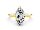 Yellow gold Marquise Cut Moissanite Solitaire Ring with Thin Band and Prong Setting_12