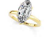 Yellow gold Marquise Cut Moissanite Solitaire Ring with Thin Band and Prong Setting_13