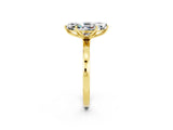 Yellow gold Marquise Cut Moissanite Solitaire Ring with Thin Band and Prong Setting_14