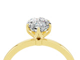 Yellow gold Marquise Cut Moissanite Solitaire Ring with Thin Band and Prong Setting_16