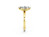 Yellow gold Marquise Cut Moissanite Solitaire Ring with Thin Band and Prong Setting_20