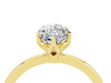 Yellow gold Marquise Cut Moissanite Solitaire Ring with Thin Band and Prong Setting_22