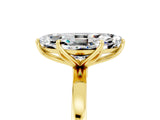 Yellow gold Marquise Cut Moissanite Solitaire Ring with Thin Band and Prong Setting_23