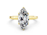 Yellow gold Marquise Cut Moissanite Solitaire Ring with Thin Band and Prong Setting_36