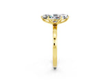 Yellow gold Marquise Cut Moissanite Solitaire Ring with Thin Band and Prong Setting_38