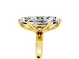 Yellow gold Marquise Cut Moissanite Solitaire Ring with Thin Band and Prong Setting_41