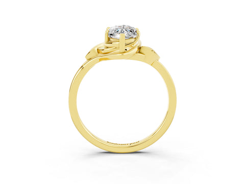 Yellow gold Marquise Cut Moissanite Solitaire Ring with Twist Band and Four-Prong Setting_27