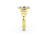 Yellow gold Marquise Cut Moissanite Solitaire Ring with Wide Band and Prong Setting_2