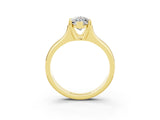 Yellow gold Marquise Cut Moissanite Solitaire Ring with Wide Band and Prong Setting_3