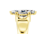 Yellow gold Marquise Cut Moissanite Solitaire Ring with Wide Band and Prong Setting_5