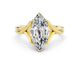 Yellow gold Marquise Cut Moissanite Solitaire Twist Band Prong Setting Ring_36