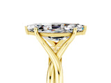 Yellow gold Marquise Cut Moissanite Solitaire Twist Band Prong Setting Ring_41