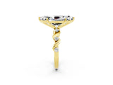 Yellow gold Marquise Cut Moissanite Solitaire Twisted Band with Round  Accents and Prong Setting_14