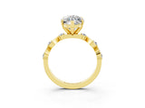 Yellow gold Marquise Cut Moissanite Solitaire Twisted Band with Round  Accents and Prong Setting_15
