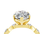 Yellow gold Marquise Cut Moissanite Solitaire Twisted Band with Round  Accents and Prong Setting_16