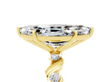Yellow gold Marquise Cut Moissanite Solitaire Twisted Band with Round  Accents and Prong Setting_17