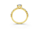 Yellow gold Marquise Cut Moissanite Solitaire with Side Stones, Pave Band, Four-Prong Setting_27