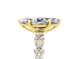 Yellow gold Marquise Cut Moissanite Solitaire with Side Stones, Pave Band, Four-Prong Setting_29