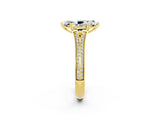 Yellow gold Marquise Cut Moissanite Split Shank Engagement Ring with Pavé Band_2
