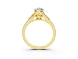 Yellow gold Marquise Cut Moissanite Split Shank Engagement Ring with Pavé Band_3