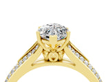 Yellow gold Marquise Cut Moissanite Split Shank Engagement Ring with Pavé Band_4