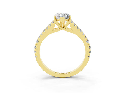 Yellow gold Marquise Cut Moissanite Split Shank Pavé Engagement Ring with Four-Prong Setting_15