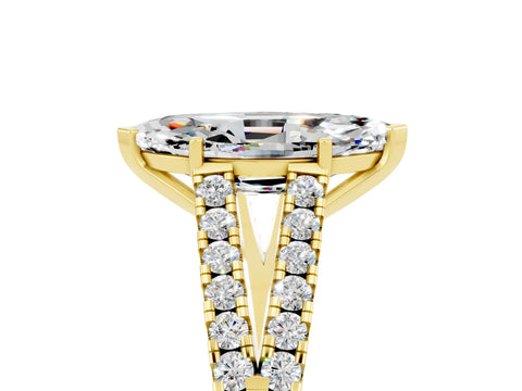 Yellow gold Marquise Cut Moissanite Split Shank Pavé Engagement Ring with Four-Prong Setting_17