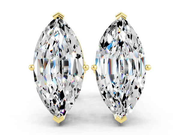 Yellow gold Marquise Cut Moissanite Stud Earrings