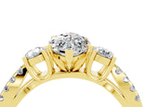 Yellow gold Marquise Cut Moissanite Three-Stone Ring with Pavé Split Shank and Four-Prong Setting_16