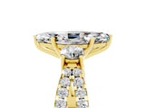 Yellow gold Marquise Cut Moissanite Three-Stone Ring with Pavé Split Shank and Four-Prong Setting_17