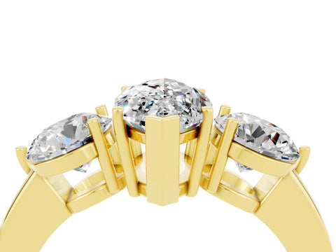 Yellow gold Marquise Cut Moissanite Three-Stone Ring with Prong Setting and Classic Band_4