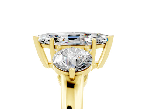 Yellow gold Marquise Cut Moissanite Three-Stone Ring with Prong Setting and Classic Band_5