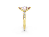 Yellow gold Marquise Cut Morganite Cluster Side Stone Solitaire Ring with Prong Setting_26