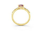 Yellow gold Marquise Cut Morganite Cluster Side Stone Solitaire Ring with Prong Setting_27