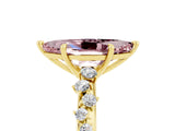 Yellow gold Marquise Cut Morganite Cluster Side Stone Solitaire Ring with Prong Setting_29