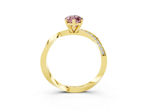Yellow gold Marquise Cut Morganite Engagement Ring with Side Stone Accents and Four-Prong Setting_30