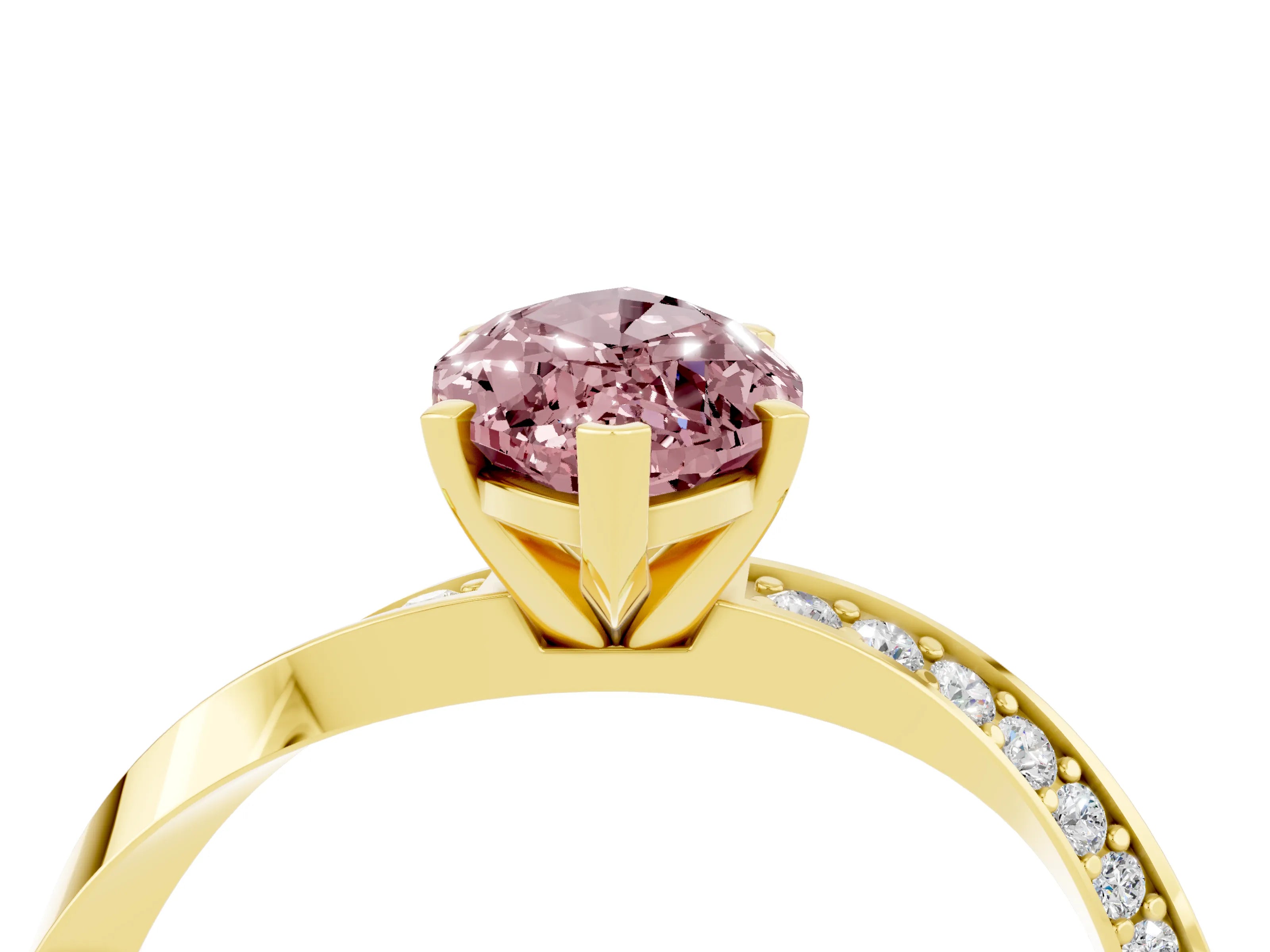 Yellow gold Marquise Cut Morganite Engagement Ring with Side Stone Accents and Four-Prong Setting_31