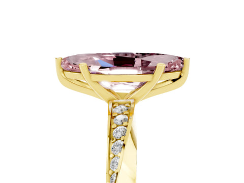 Yellow gold Marquise Cut Morganite Engagement Ring with Side Stone Accents and Four-Prong Setting_32