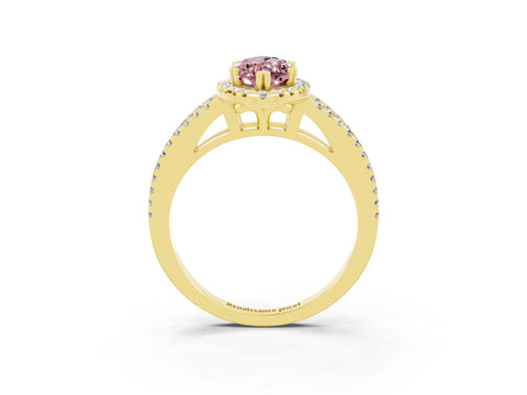 Yellow gold Marquise Cut Morganite Halo Split Shank Engagement Ring_15