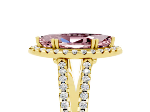 Yellow gold Marquise Cut Morganite Halo Split Shank Engagement Ring_17