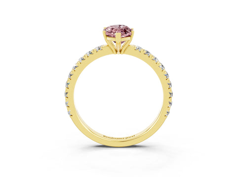 Yellow gold Marquise Cut Morganite Pavé Solitaire Engagement Ring with Four-Prong Setting_15