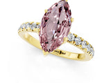 Yellow gold Marquise Cut Morganite Pave Band Solitaire Ring with Four-Prong Setting_25