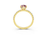 Yellow gold Marquise Cut Morganite Pave Band Solitaire Ring with Four-Prong Setting_27