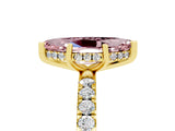 Yellow gold Marquise Cut Morganite Pave Band Solitaire Ring with Four-Prong Setting_29