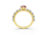 Yellow gold Marquise Cut Morganite Prong Setting with Side Stones on a Pave Band_3