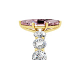 Yellow gold Marquise Cut Morganite Prong Setting with Side Stones on a Pave Band_5