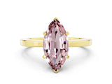 Yellow gold Marquise Cut Morganite Solitaire Engagement Ring with Classic Band and Four-Prong Setting_43